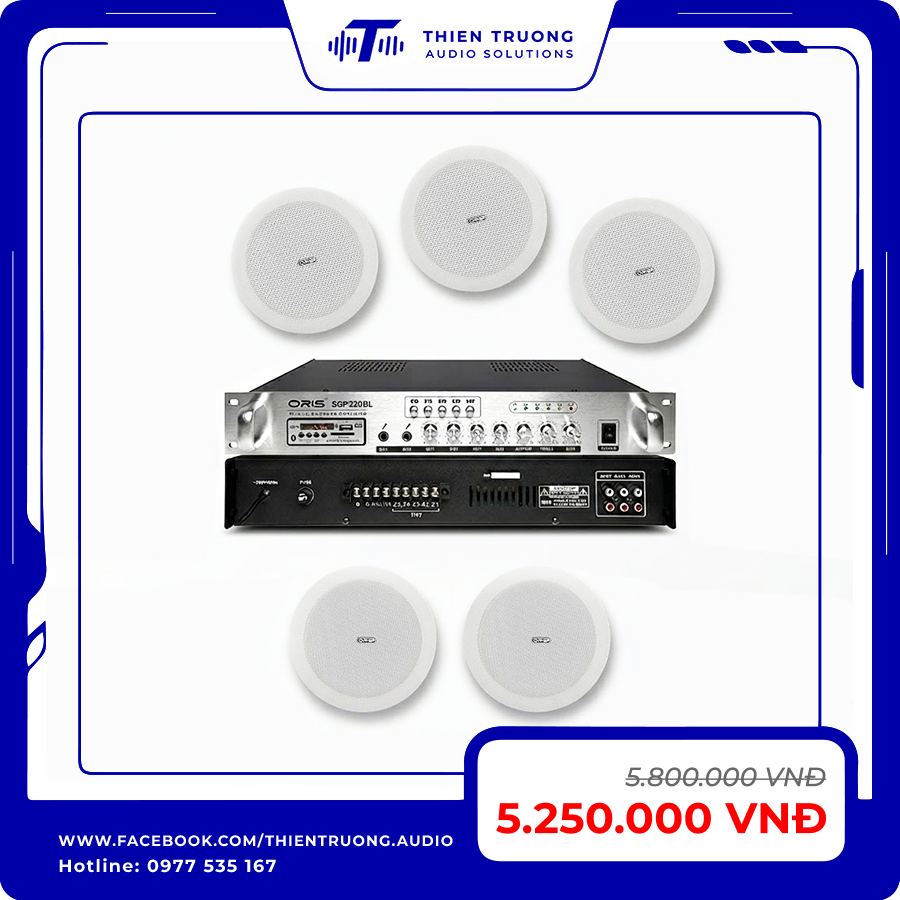 Combo 5 Loa Âm Trần Oris KS-805B Và Amply Oris 100BL