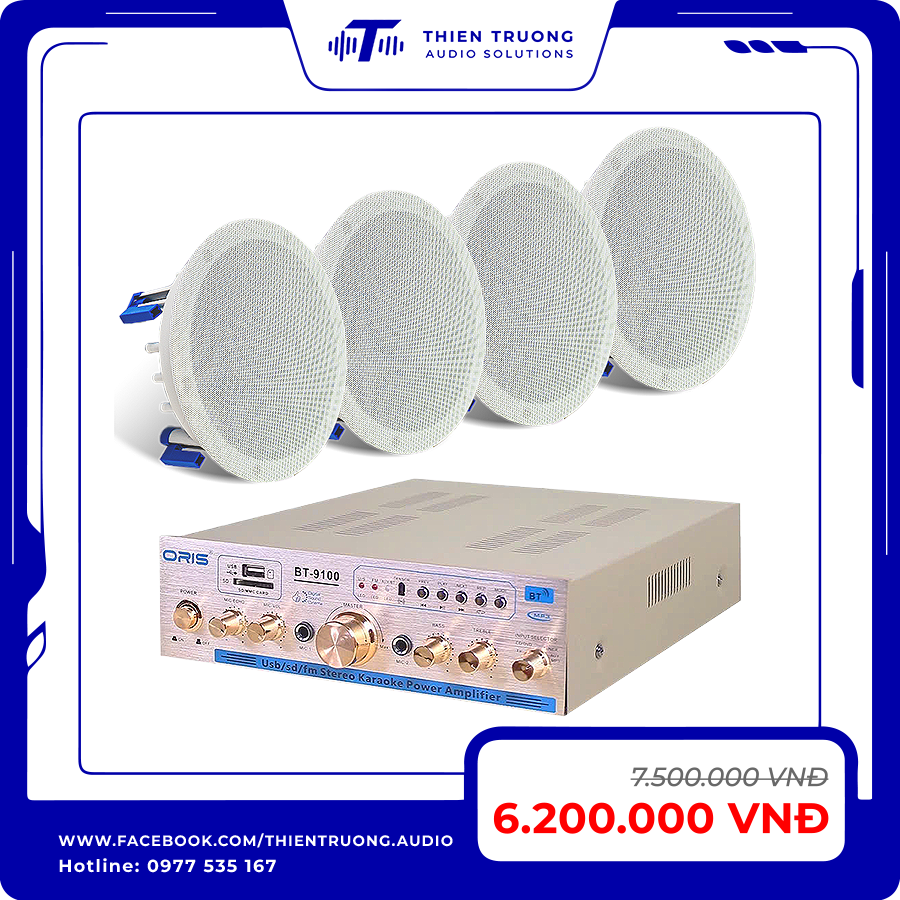 Combo 4 Loa Âm Trần Oris HD62 Và Amply Oris BT-9100