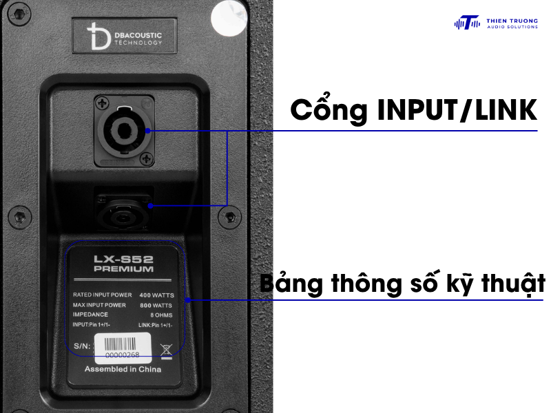 Dbacoustic LX-S52 có 2 cổng Input chuẩn NL4MP