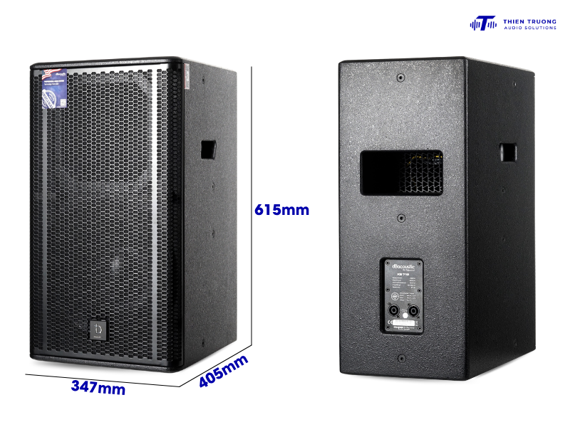 Loa KS712 có kích thước tiêu chuẩn bên ngoài là lớp sơn sần chống trầy xước