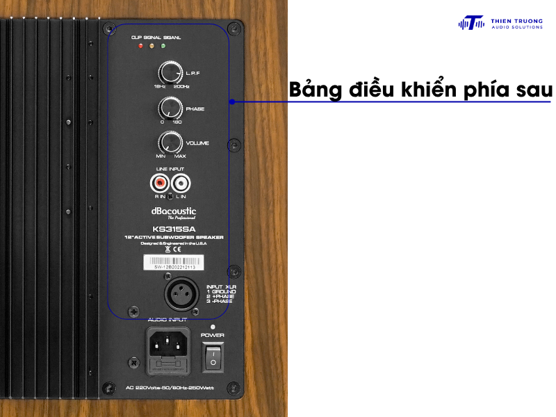 Mặt sau bảng điều khiển của sub active  KS312SA