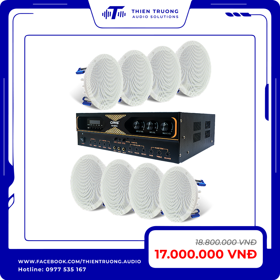 Combo 8 Loa Âm Trần Oris HD61 Và Amply Oris T0-5000A