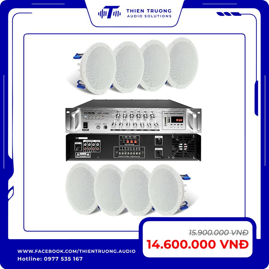 Combo 8 Loa Âm Trần Oris HD61 Và Amply Oris SGP-220BL