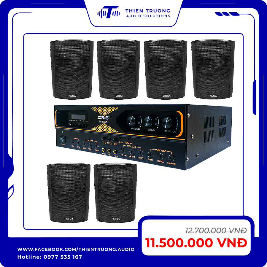 Combo 6 Loa Treo Tường Oris TO-30 & Amply TO-5000A
