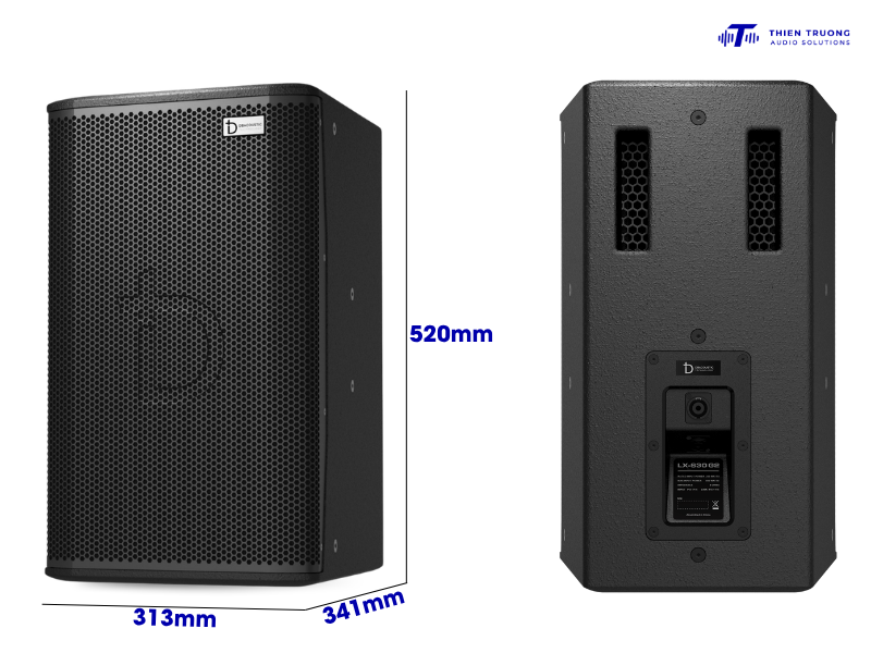 Loa karaoke LXS30 G2 có kích thước tiêu chuẩn bên ngoài là lớp sơn sần chống trầy xước