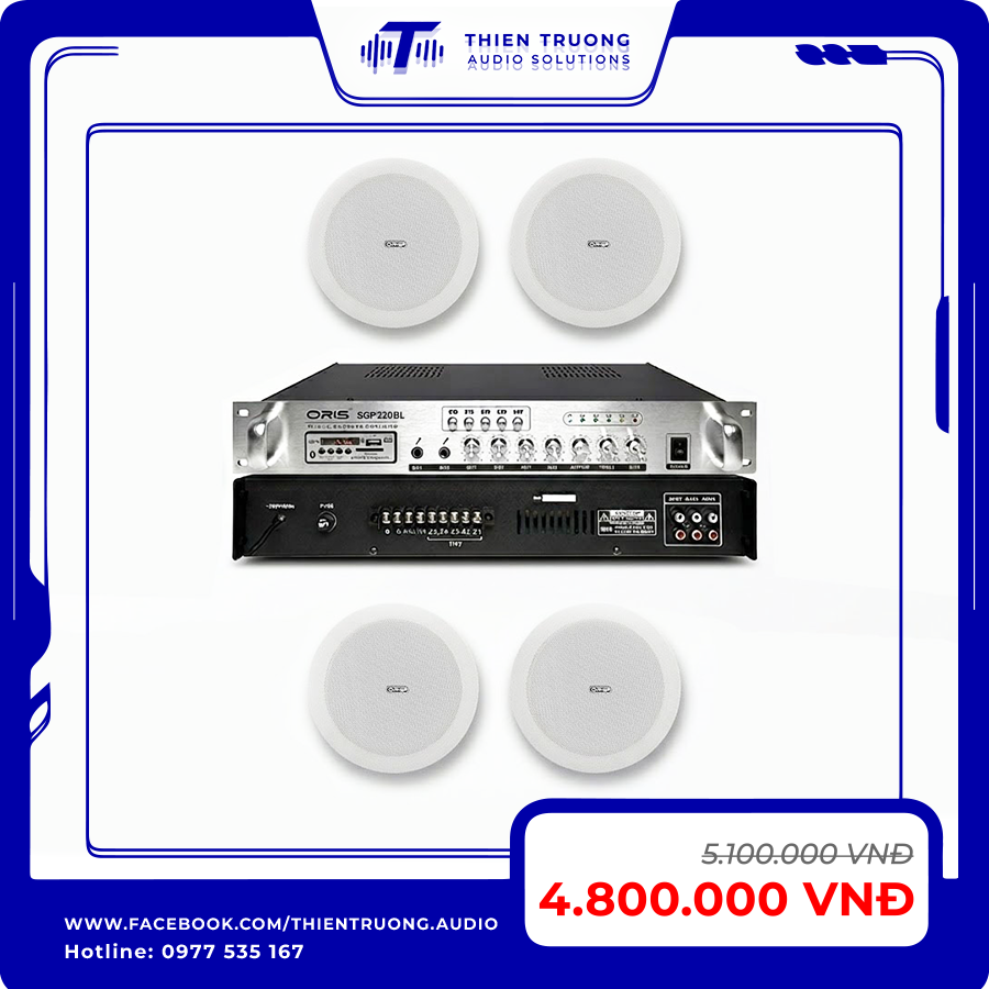 Combo 4 Loa Âm Trần Oris KS-805B Và Amply SGP-100BL