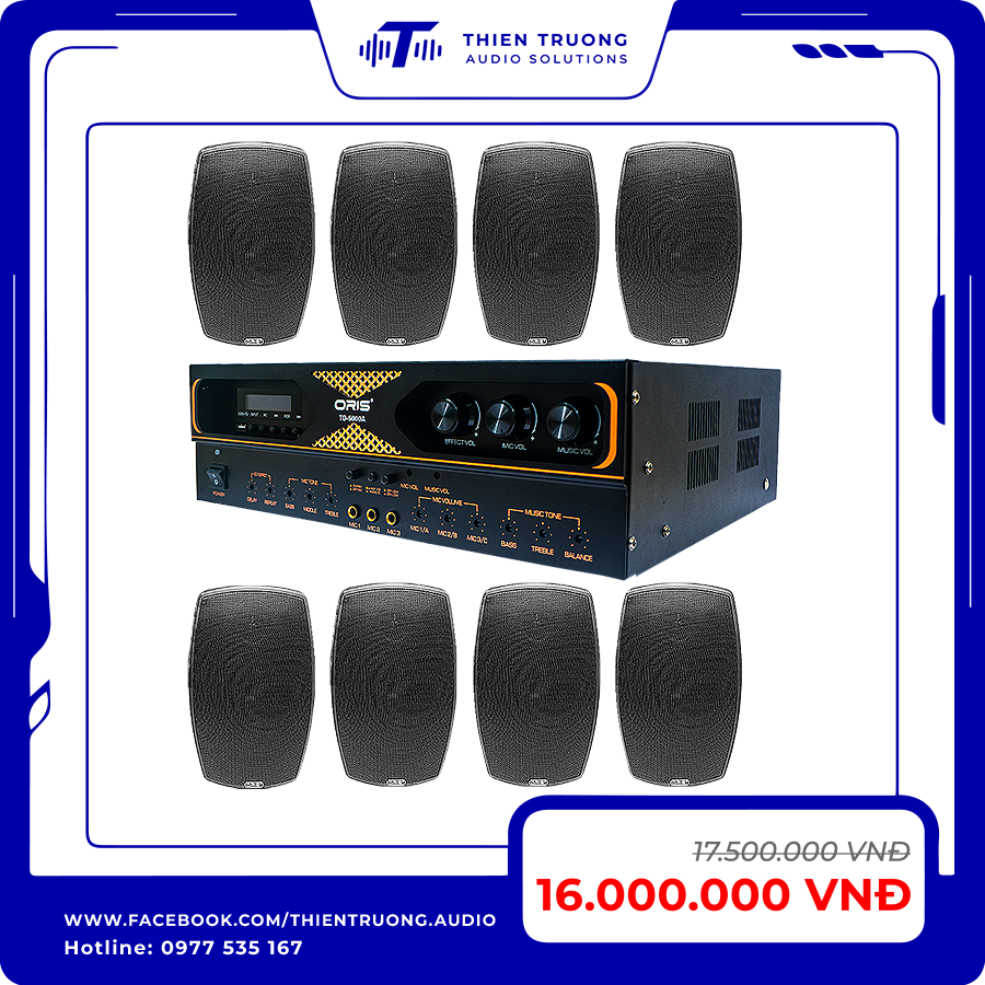 Combo 8 Loa Treo Tường Oris TO-40 & Amply TO-5000A