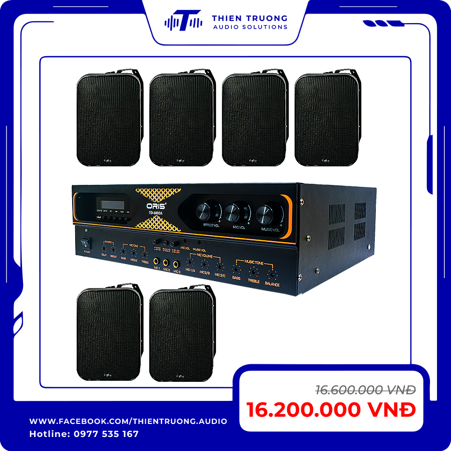 Combo 6 Loa Treo Tường Oris TO-60 & Amply TO-5000A