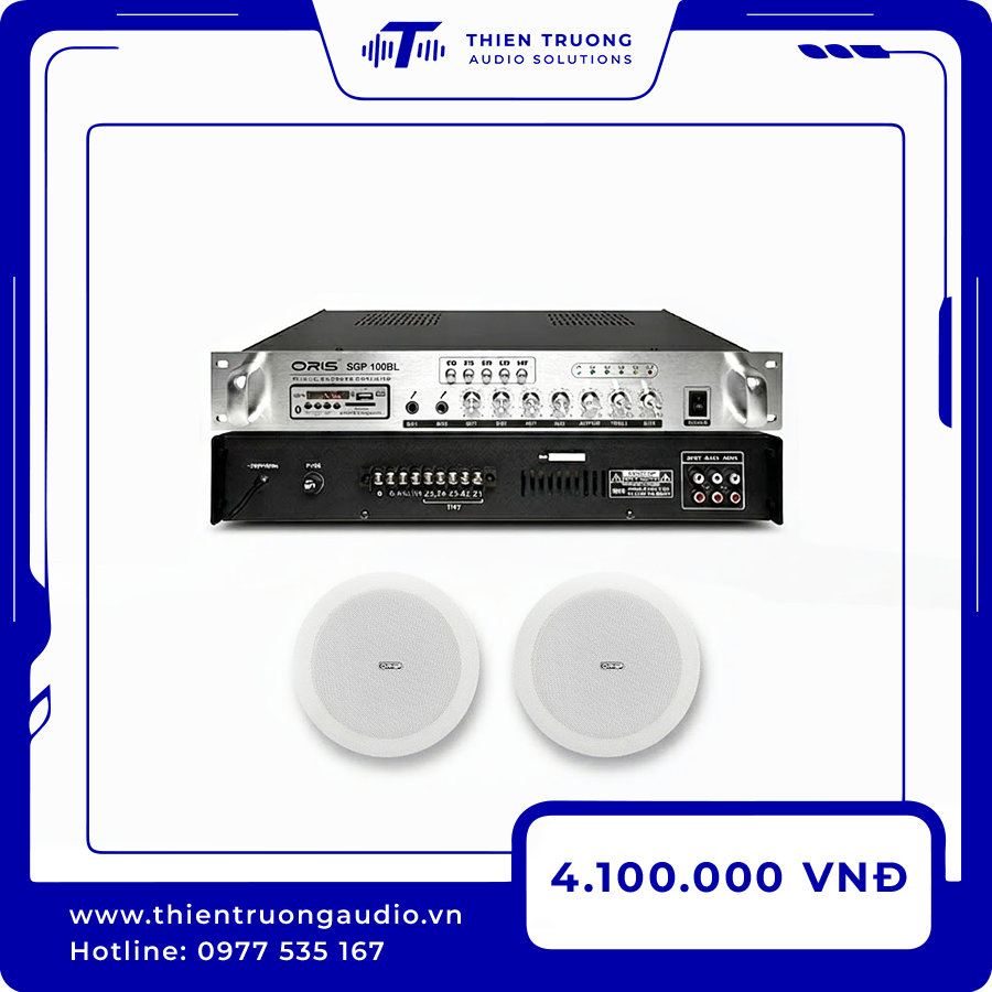 Combo 2 Loa Âm Trần Oris KS-805B Và Amply SGP-100BL