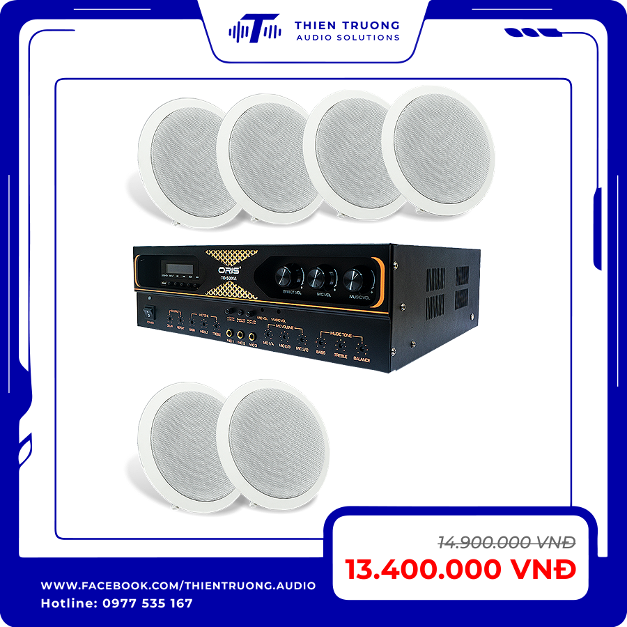Combo 6 Loa Âm Trần Oris R916 Và Amply Oris 5000A