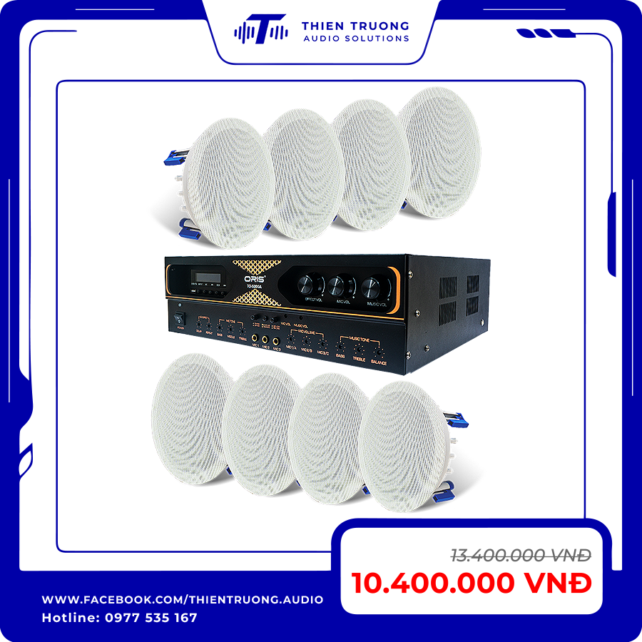 Combo 8 Loa Âm Trần Oris HD62 Và Amply Oris T0-5000A