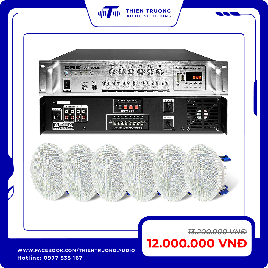 Combo 6 Loa Âm Trần Oris HD61 Và Amply SGP-220BL