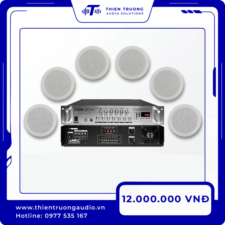Combo 6 Loa Âm Trần Oris HD-61 Và Amply SGP-220BL