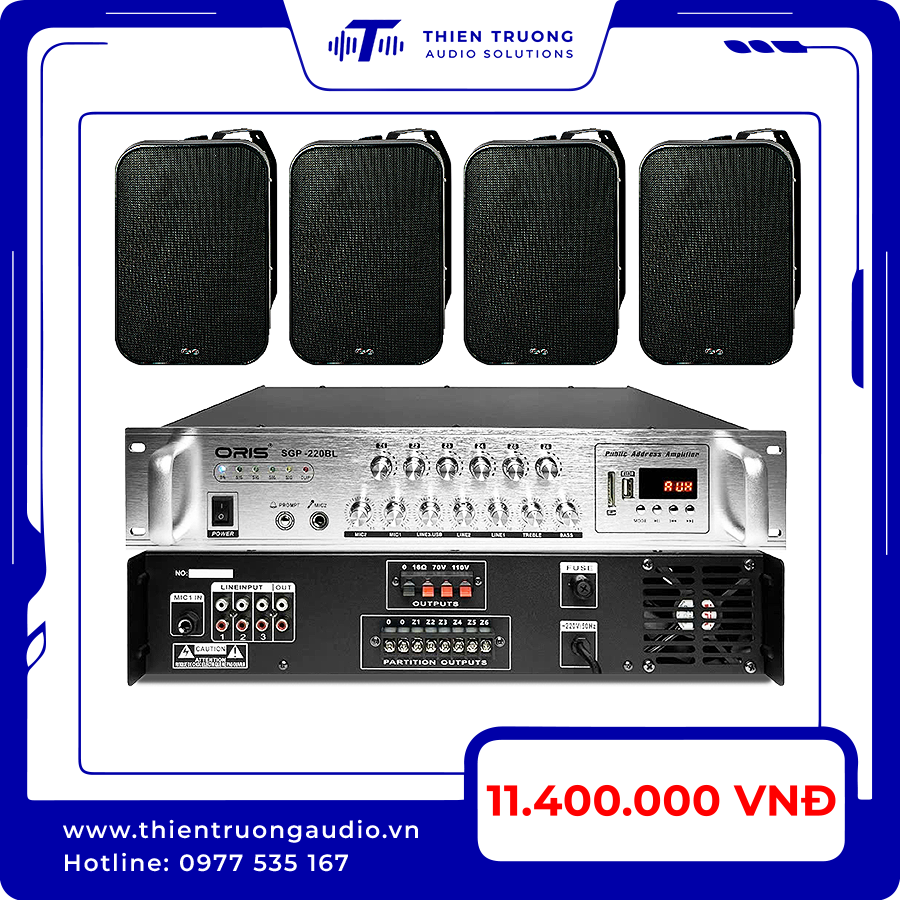 Combo 4 Loa Treo Tường Oris TO60 và Amply Oris 220BL