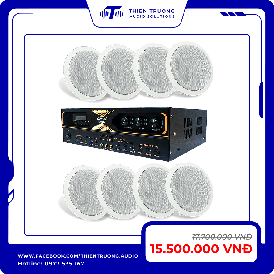 Combo 8 Loa Âm Trần Oris R916 Và Amply Oris T0-5000A