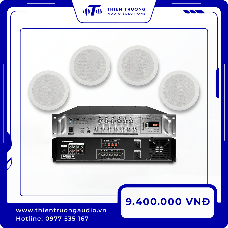 Combo 4 Loa Âm Trần Oris HD61 Và Amply Oris SGP-220BL