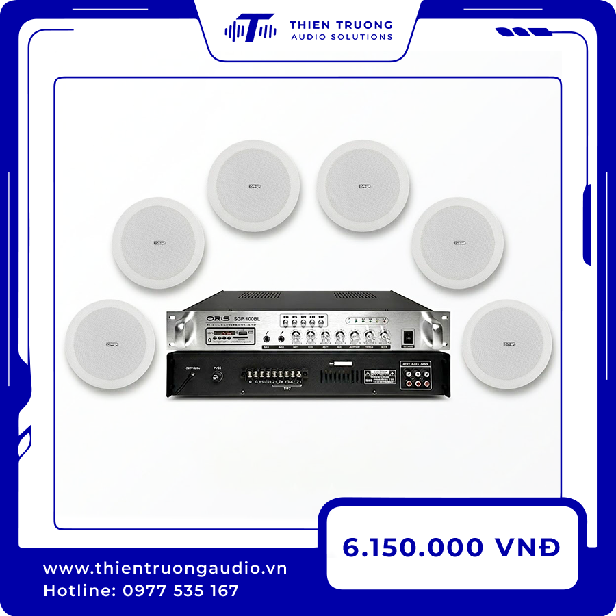 Combo 6 Loa Âm Trần Oris KS-805B Và Amply Oris 100BL