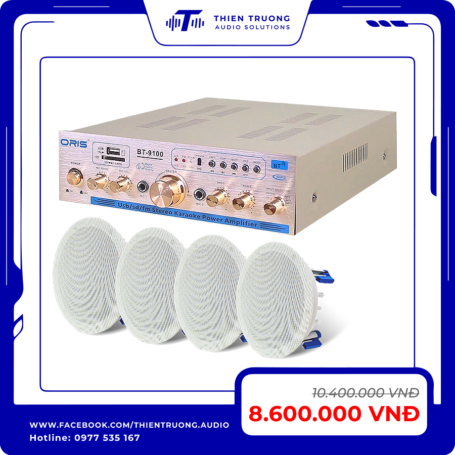 Combo 4 Loa Âm Trần Oris HD61 Và Amply Oris BT-9100