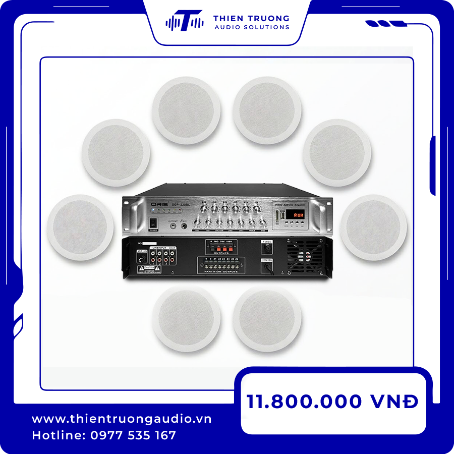 Combo 8 Loa Âm Trần Oris HD-62 Và Amply Oris SGP-220BL