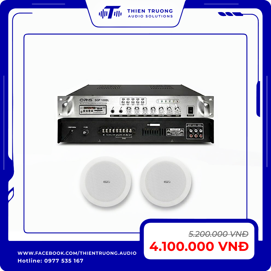 Combo 2 Loa Âm Trần Oris KS-805B Và Amply SGP-100BL