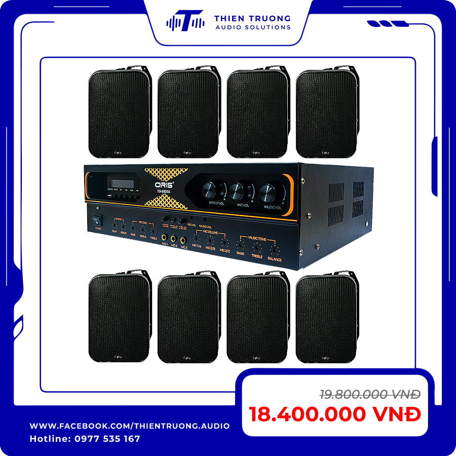 Combo 8 Loa Treo Tường Oris TO-60 & Amply TO-5000A