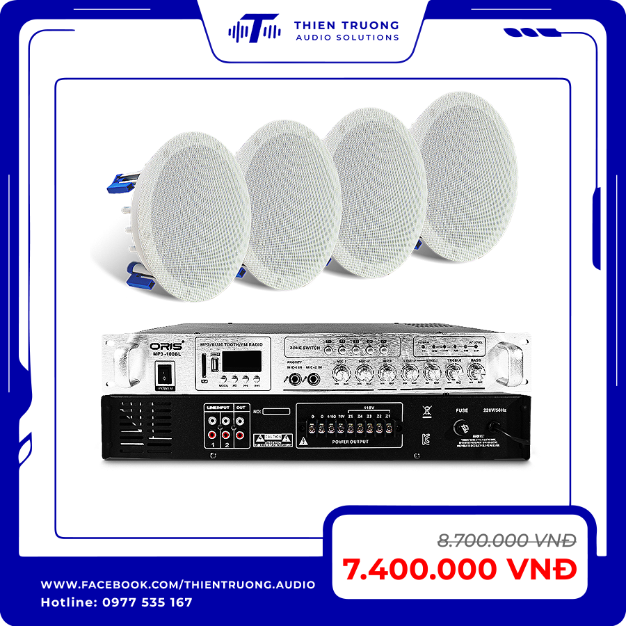 Combo 4 Loa Âm Trần Oris HD62 Và Amply Oris SGP-100BL