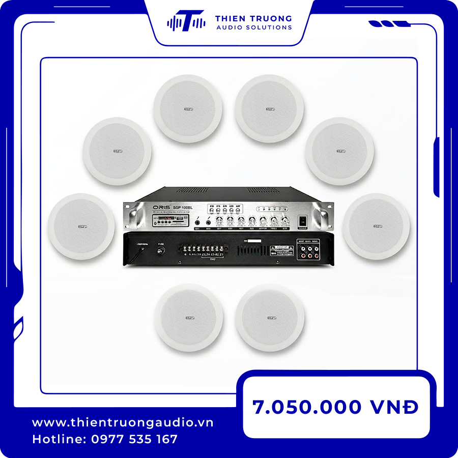 Combo 8 Loa Âm Trần Oris KS-805B Và Amply SGP-100BL