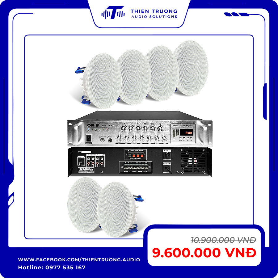 Combo 6 Loa Âm Trần Oris HD62 Và Amply Oris SGP-220BL