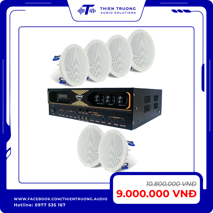 Combo 6 Loa Âm Trần Oris HD62 Và Amply Oris T0-5000A