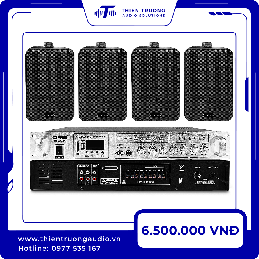 Combo 4 Loa Treo Tường Oris TO20 Và Amply Oris 100BL