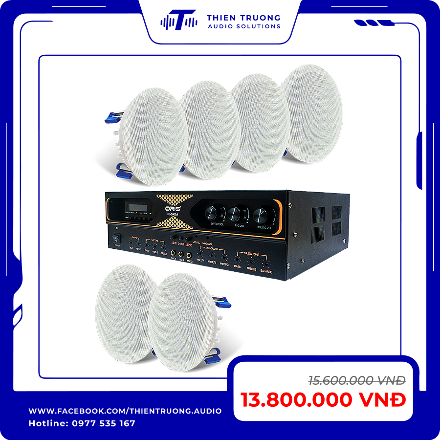 Combo 6 Loa Âm Trần Oris HD61 Và Amply Oris T0-5000A