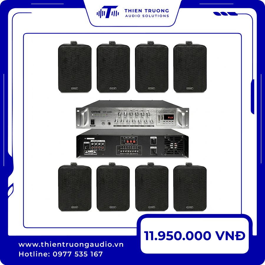 Combo 8 Loa Treo Tường Oris TO20 Và Amply Oris 220BL