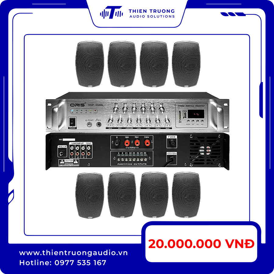 Combo 8 Loa Oris TO40 Và Amply Oris 550BL