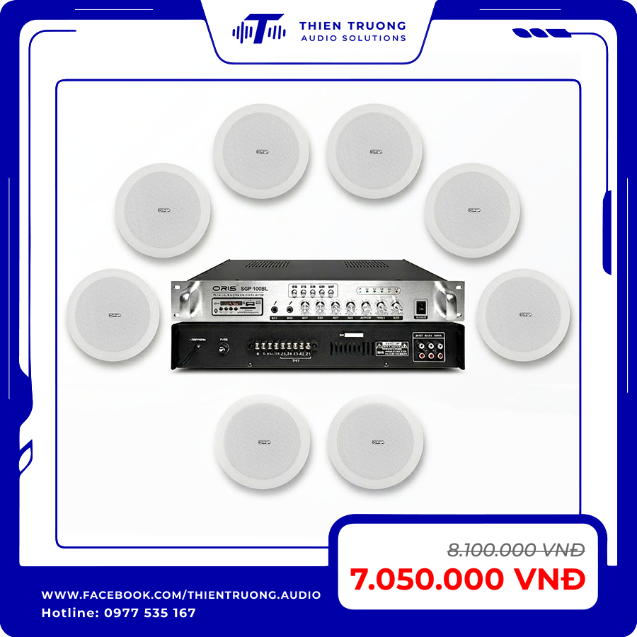 Combo 8 Loa Âm Trần Oris KS-805B Và Amply SGP-100BL