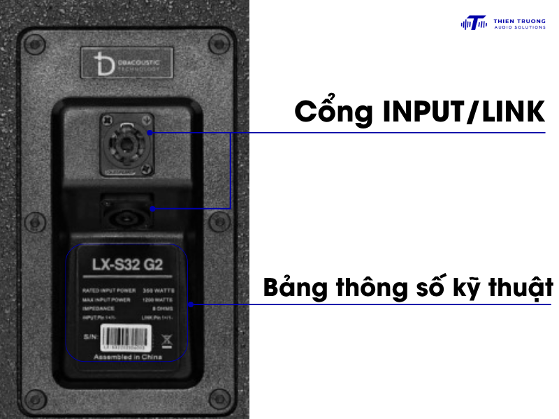 Dbacoustic LX-s32 có 2 cổng Input chuẩn NL4MP